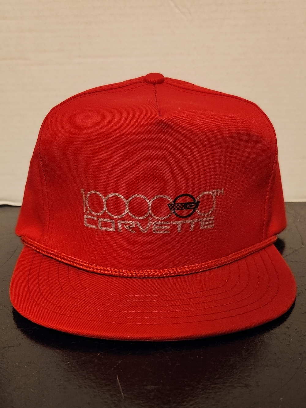 Vintage Chevy Corvette 1,000,000th Car Hat Red Adjustable Rope Made in USA